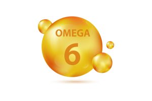 Illustration of a golden sphere with Omega 6 written on it, with a few smaller golden spheres around it