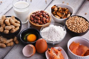 Composition with common food allergens including egg, milk, soya, peanuts, hazelnut, fish, seafood and wheat flour
