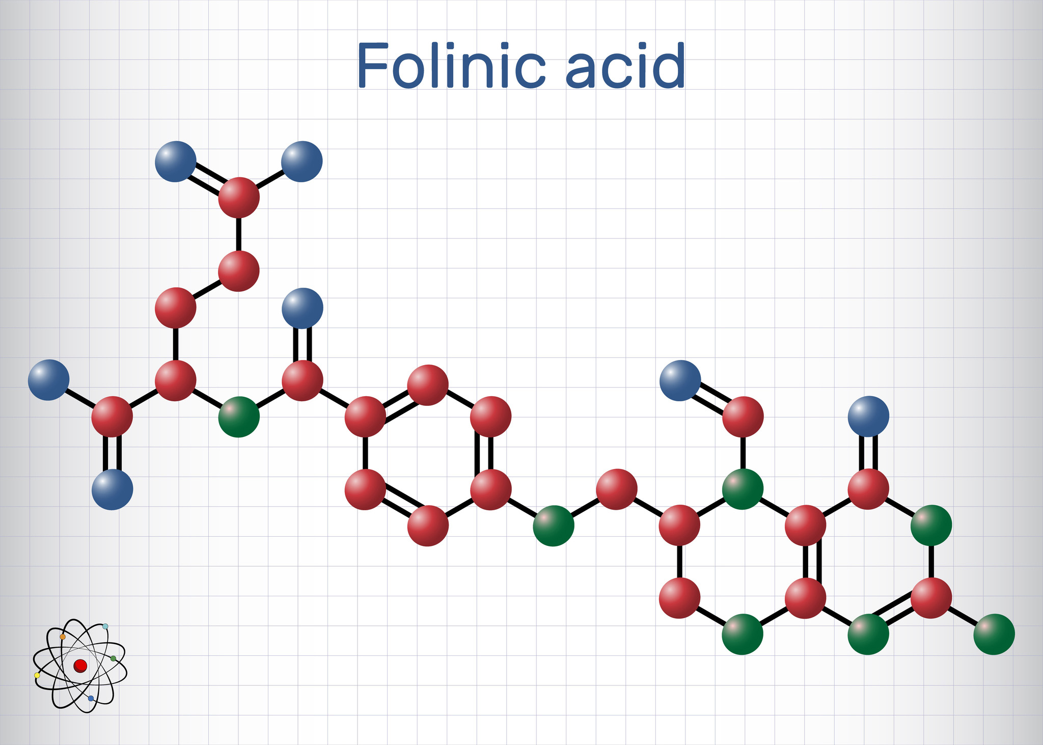 Folinic acid molecule model on graph paper